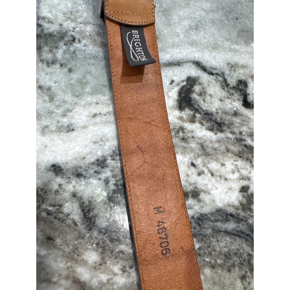 Brighton women's tan leather western belt with‎ an ornate silver-toned buckle MD - Picture 6 of 8